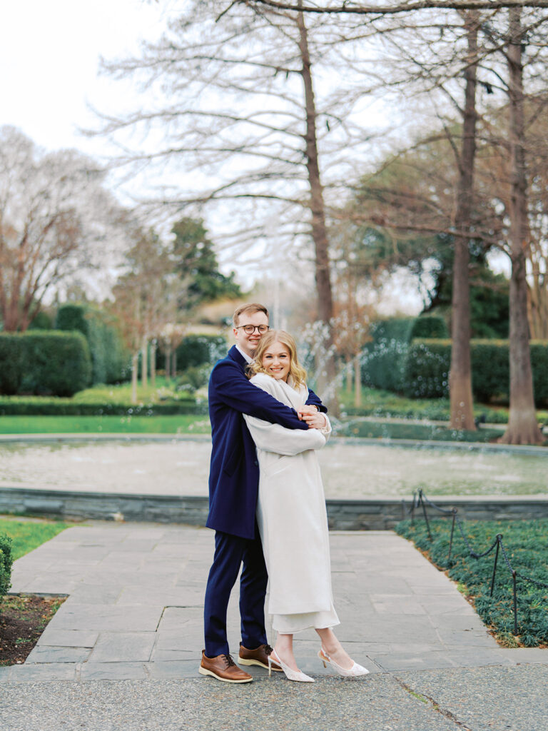 Winter engagement photos at the Dallas Arboretum in Dallas, Texas