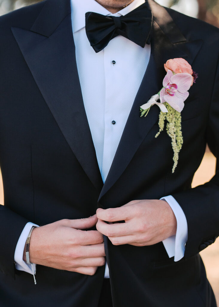 Colorful outdoor wedding ceremony at Rancho Pillow Round Top Texas