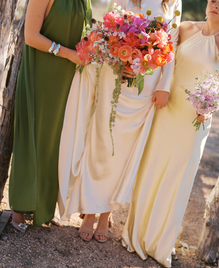 Colorful outdoor wedding ceremony at Rancho Pillow Round Top Texas
