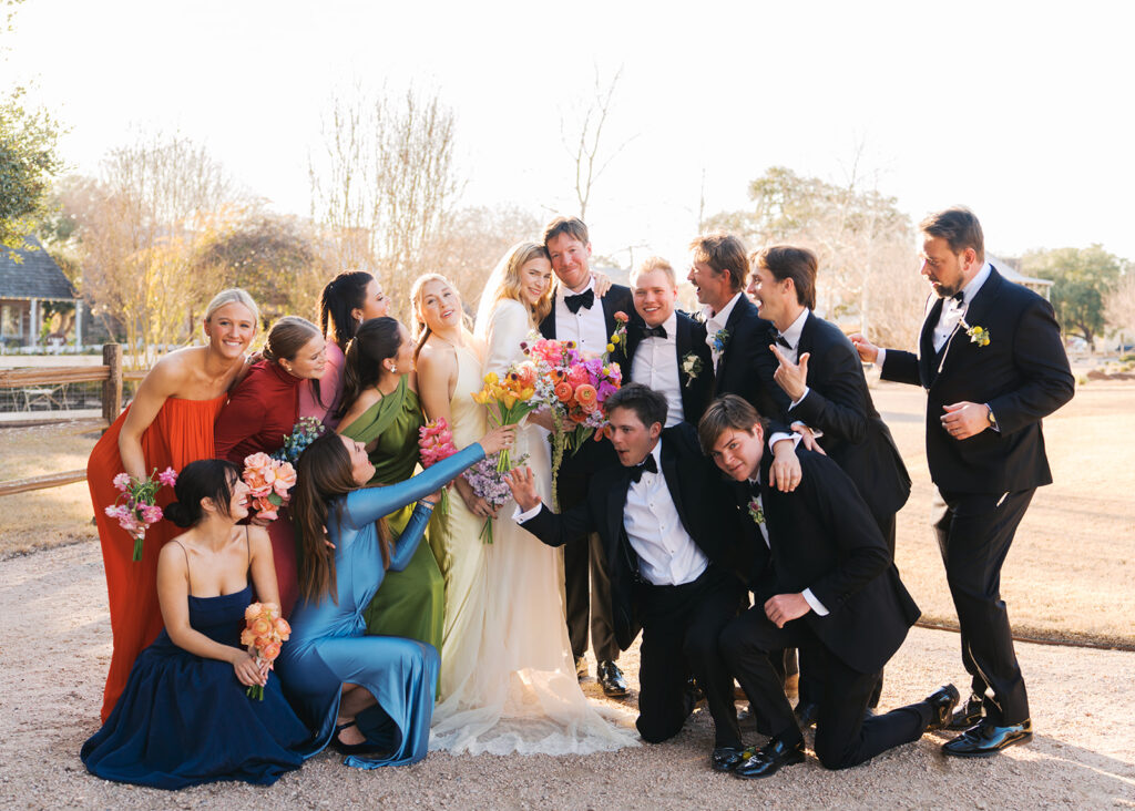 Film wedding photography capturing a joyful Texas wedding day