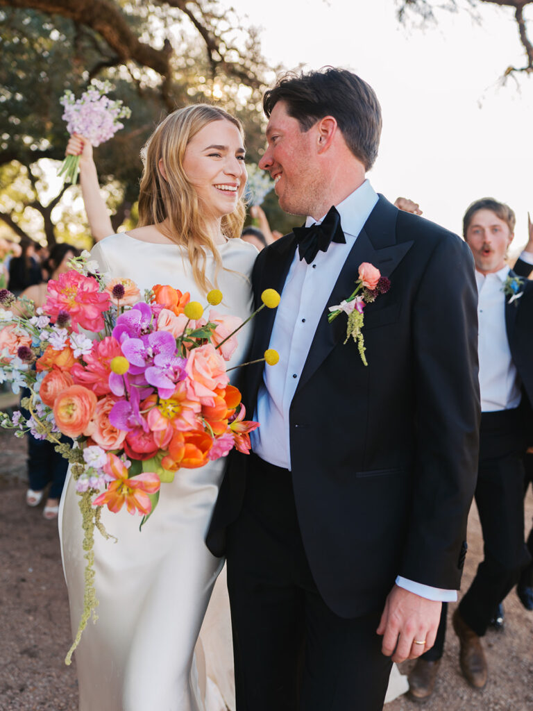 Film wedding photography capturing a joyful Texas wedding day