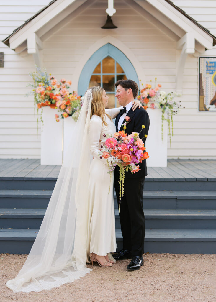 Bride and groom celebrating during their Round Top Texas wedding