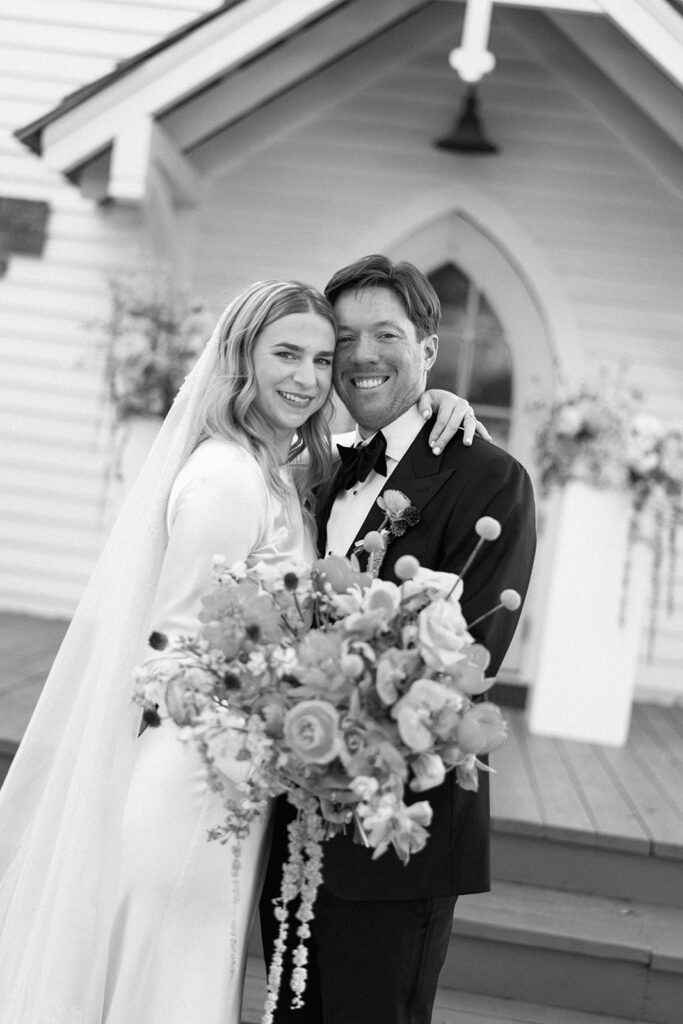 Bride and groom celebrating during their Round Top Texas wedding