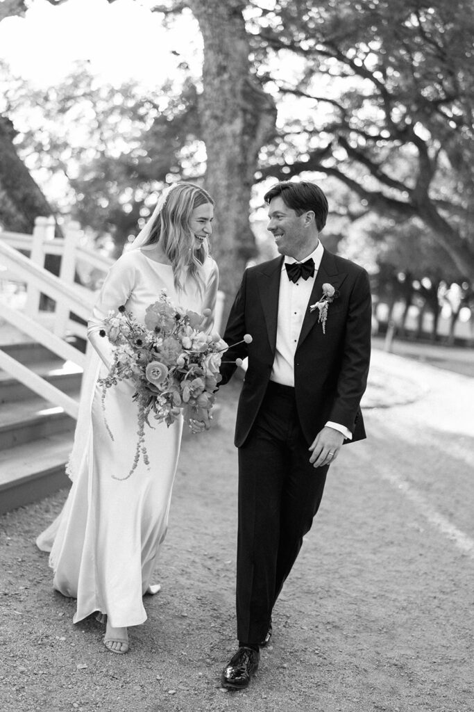Bride and groom celebrating during their Round Top Texas wedding