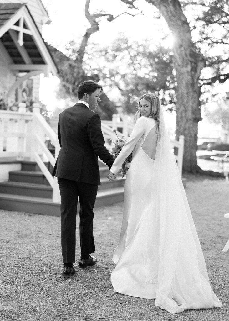 Bride and groom celebrating during their Round Top Texas wedding