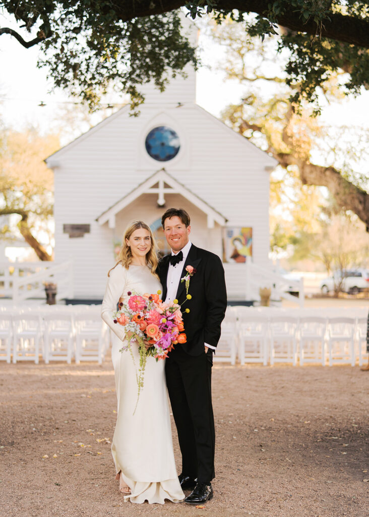 Bride and groom celebrating during their Round Top Texas wedding