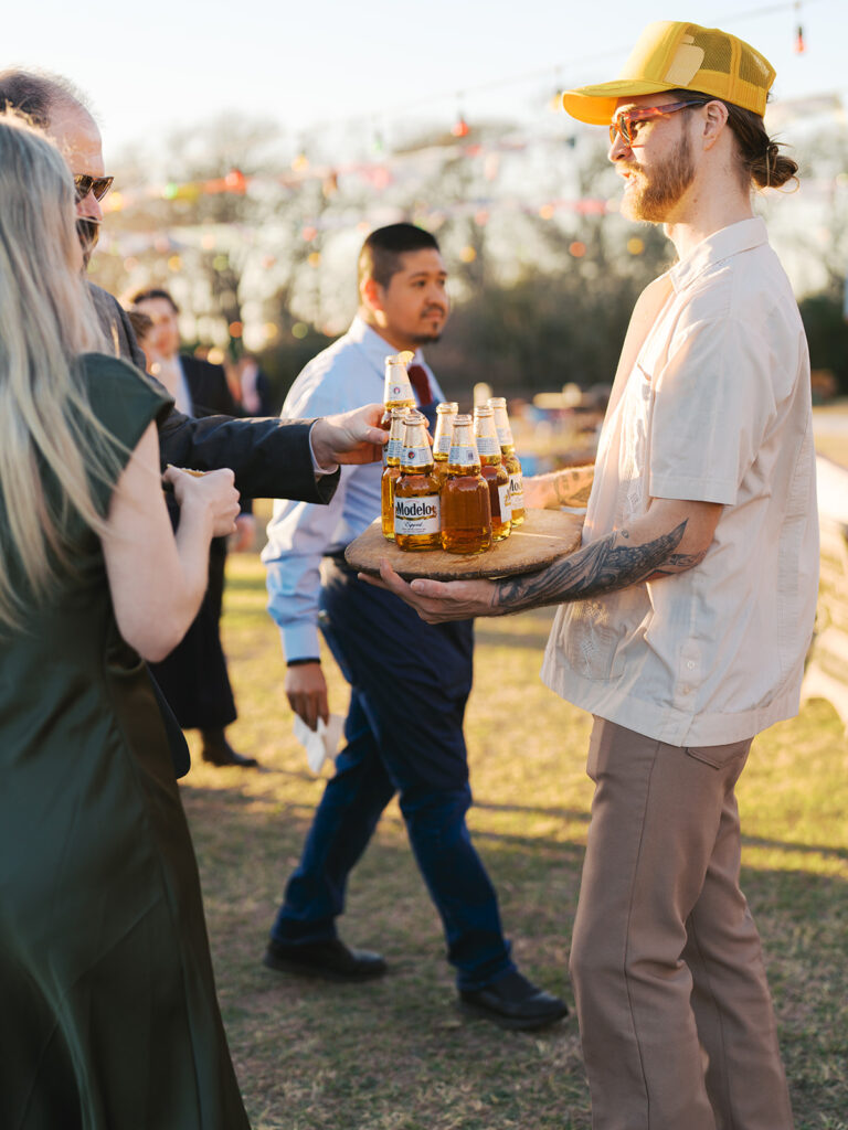 Candid moments from a Round Top Texas wedding photographed on film