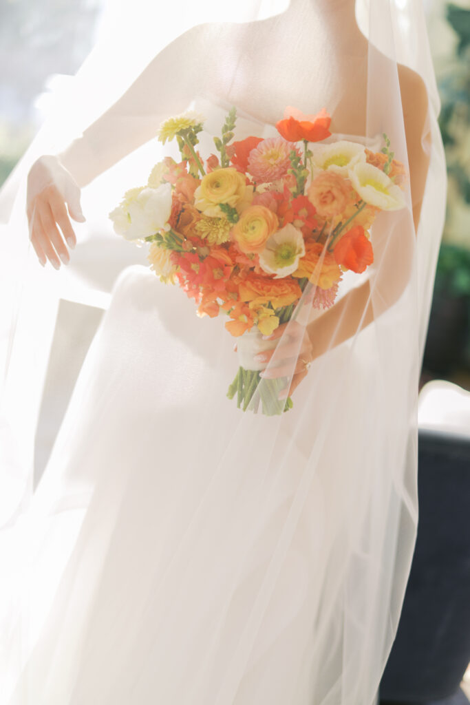Spring bridal portrait of bride in soft golden light at The Grand Lady in Austin Texas