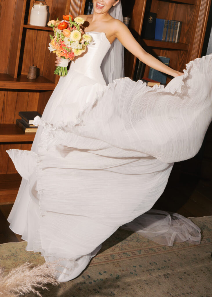 Spring bridal portrait of bride in soft golden light at The Grand Lady in Austin Texas