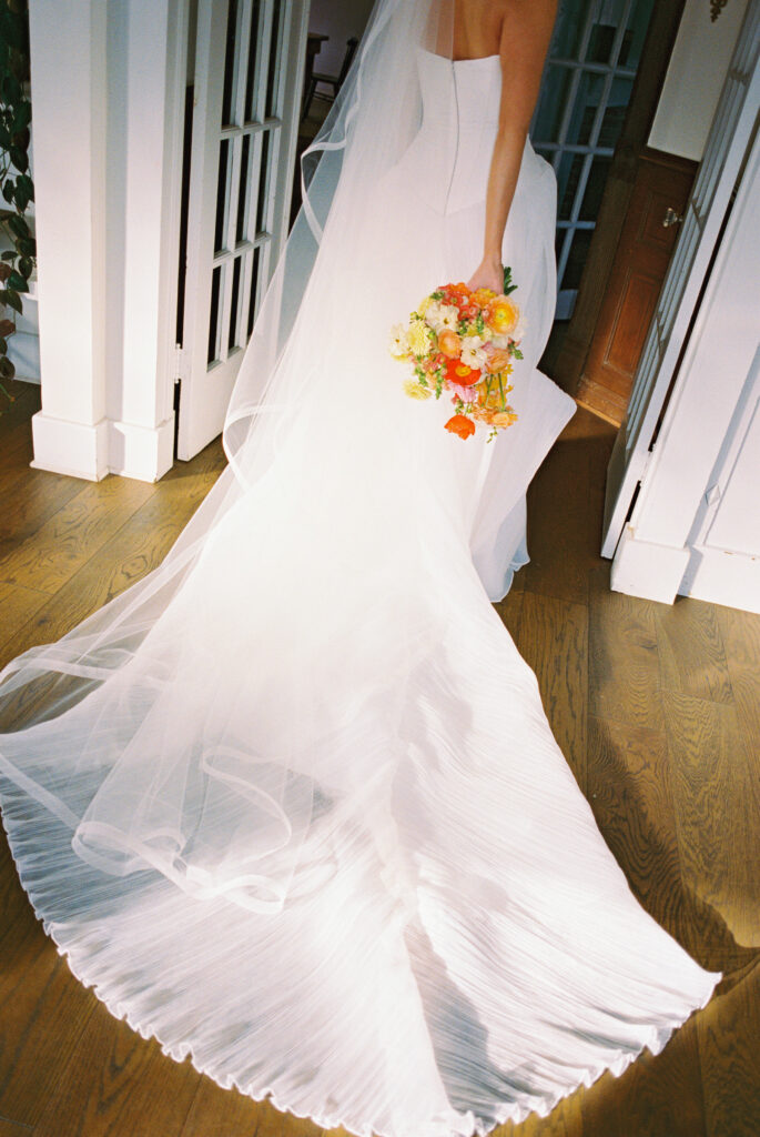 Natural and candid bridal portrait captured on film at The Grand Lady Austin