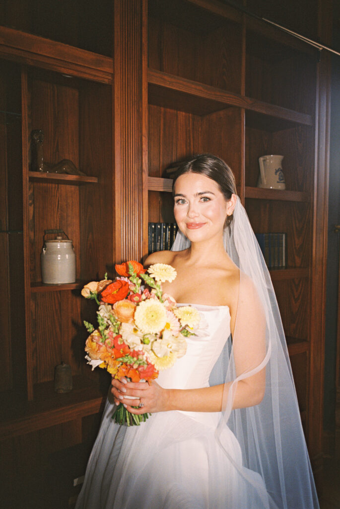 Spring bridal portrait with soft greenery and florals at The Grand Lady Austin