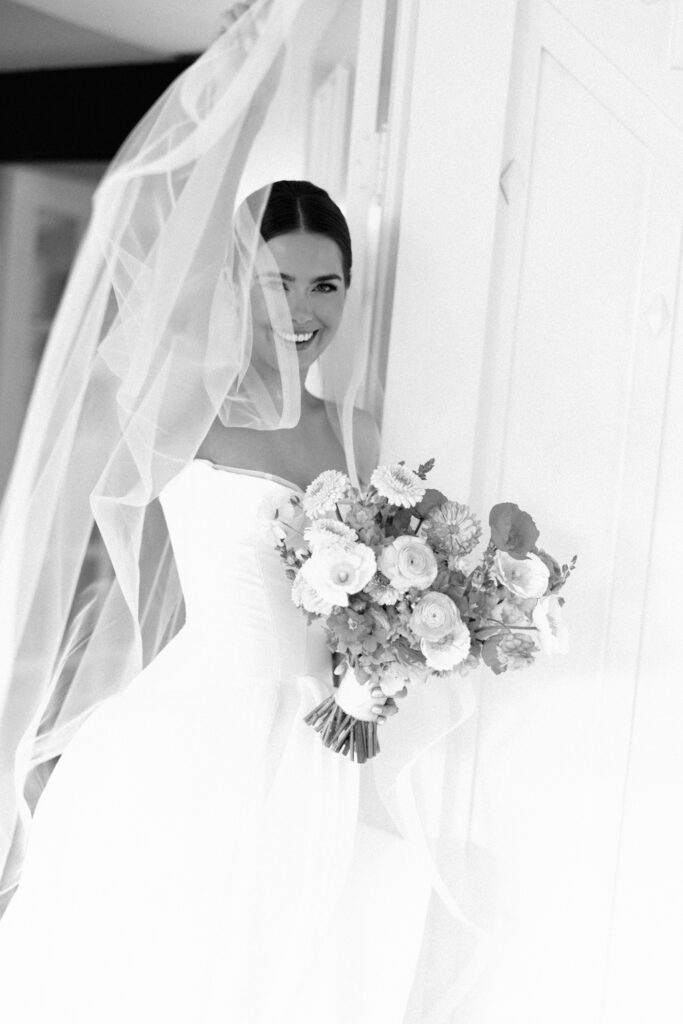 Spring bridal portrait of bride in soft golden light at The Grand Lady in Austin Texas