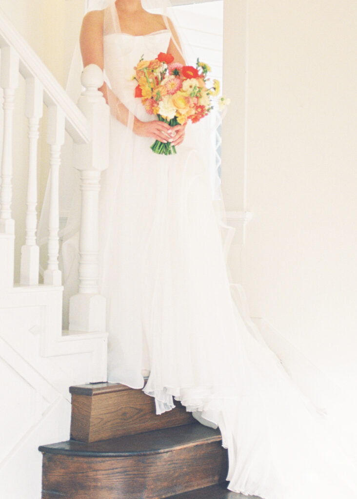 Natural and candid bridal portrait captured on film at The Grand Lady Austin