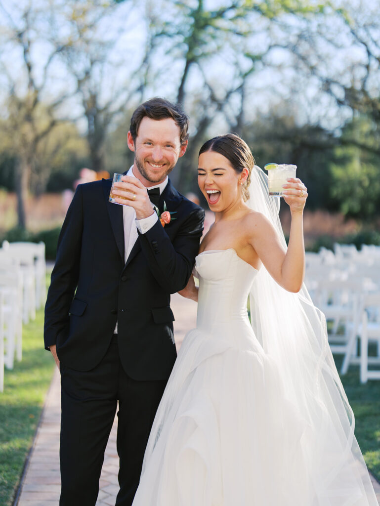 Outdoor wedding ceremony at The Grand Lady wedding venue in Austin TX
