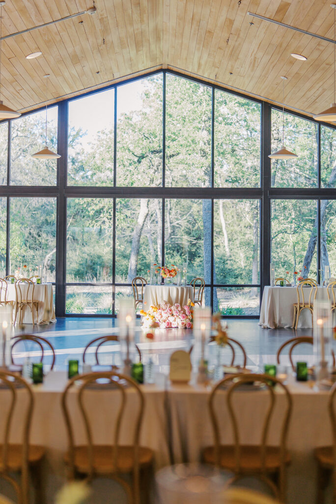 Outdoor wedding ceremony at The Grand Lady wedding venue in Austin TX