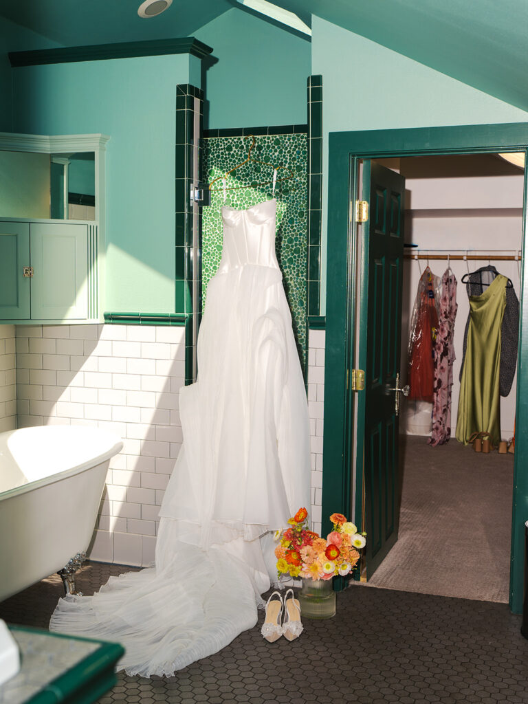 Outdoor wedding ceremony at The Grand Lady wedding venue in Austin TX