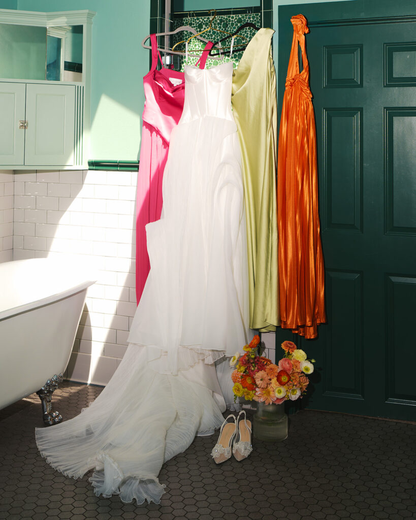 Outdoor wedding ceremony at The Grand Lady wedding venue in Austin TX