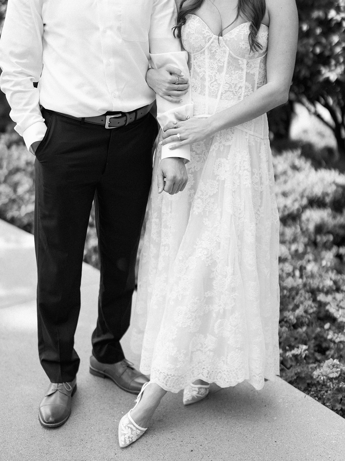 Film engagement portraits at the Dallas Arboretum surrounded by vibrant spring florals