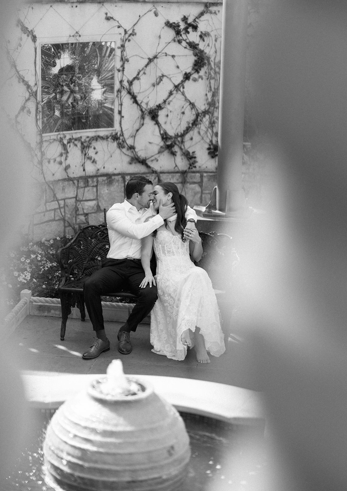 Sunny Dallas Arboretum engagement photos with dreamy film tones and flowers