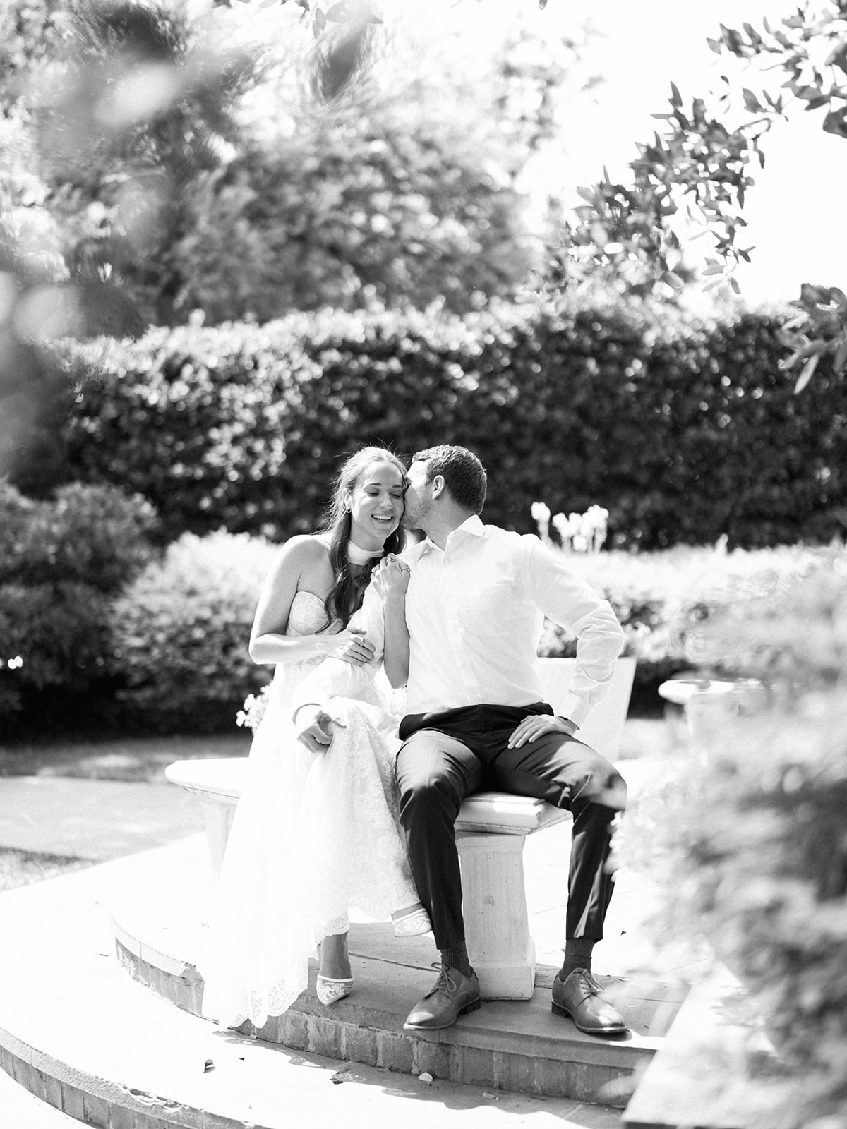 Film engagement portraits at the Dallas Arboretum surrounded by vibrant spring florals