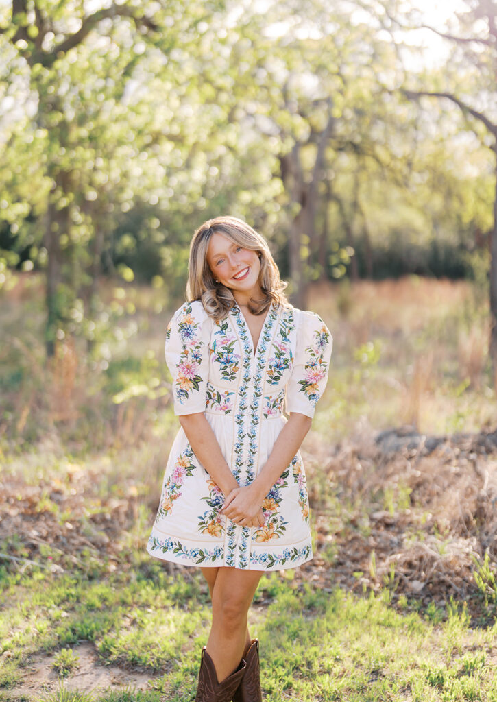 Grand Lady senior photos captured on film with glowing golden hour light