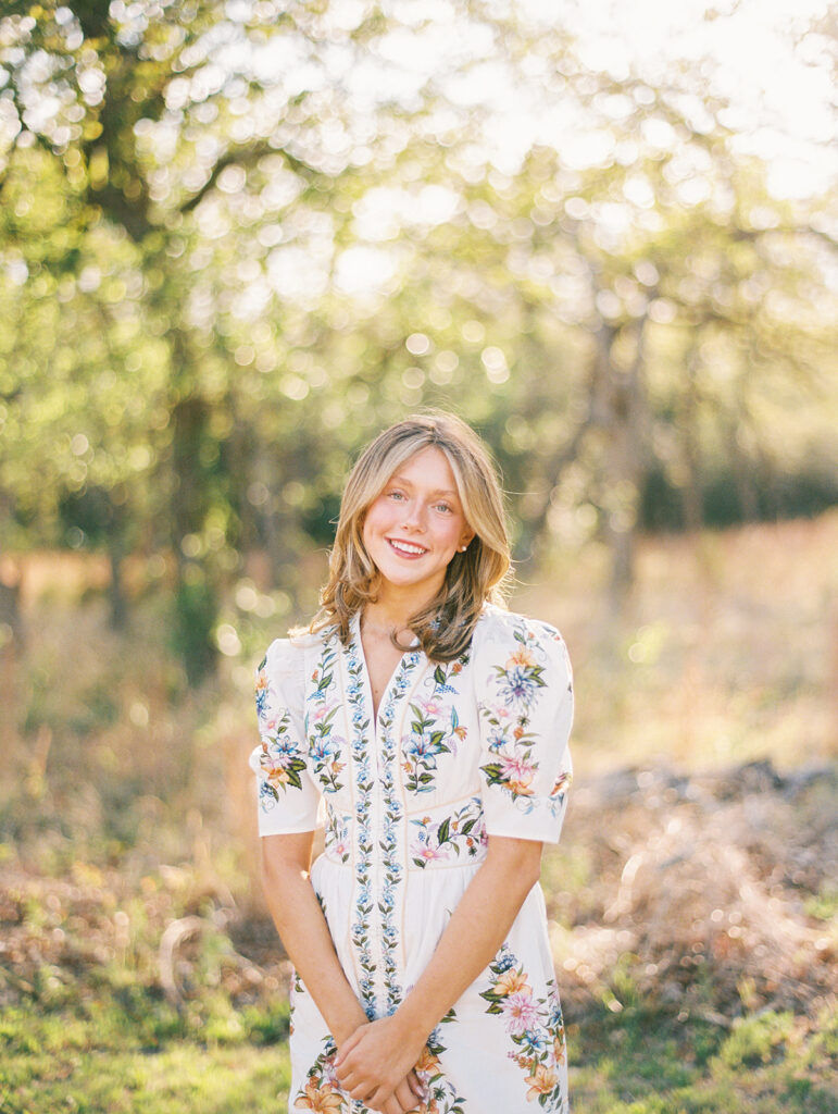 Grand Lady senior photos captured on film with glowing golden hour light