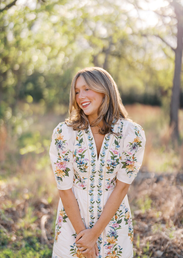 Grand Lady senior photos captured on film with glowing golden hour light