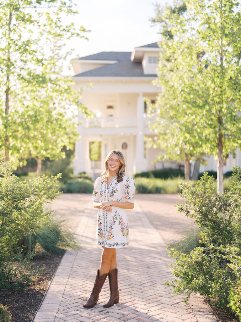 Grand Lady senior photos captured on film with glowing golden hour light