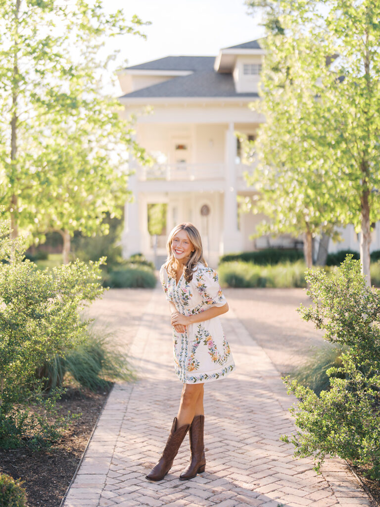 Grand Lady senior photos captured on film with glowing golden hour light