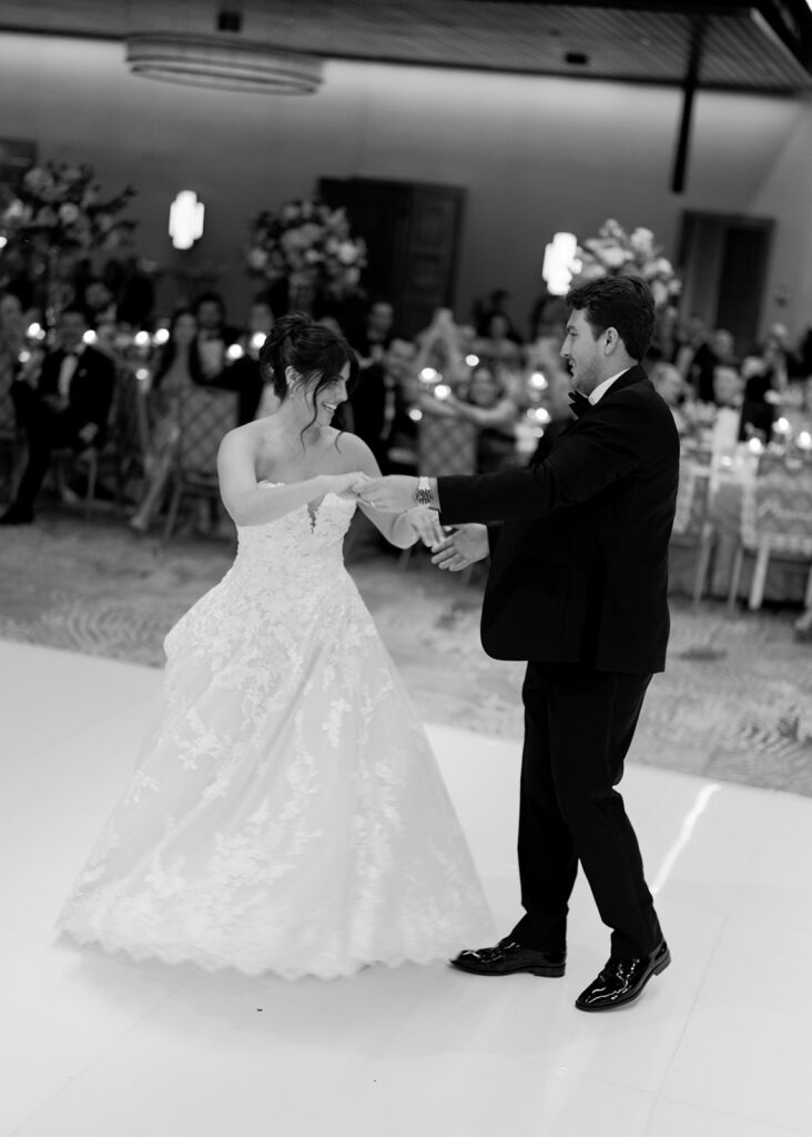 Guests celebrating during an elegant Horseshoe Bay Resort wedding reception filled with joyful dancing, heartfelt moments, and warm Texas hospitality